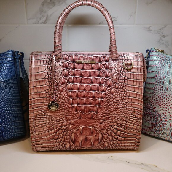 Brahmin Caroline Dusty Pink Melbourne satchel crossbody EUC - Picture 1 of 11